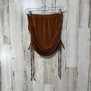 Mable Tube Top Brown Ruched Crop Top
